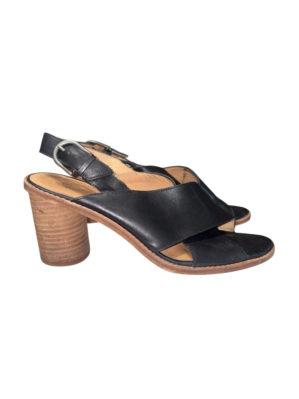 Madewell The Ruthie Crisscross Sandal In Leather True Black Block Heel Size 9 - Picture 2 of 12